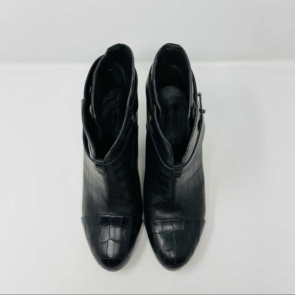 Rag And Bone Croc Embossed Harrow Booties 39.5 - image 6